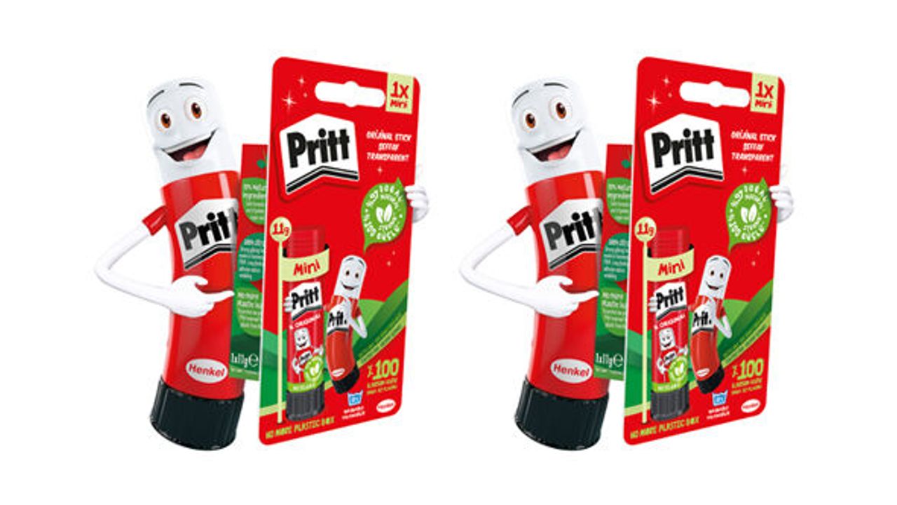 Pritt, plastik içermeyen  % 100 karton ambalajda