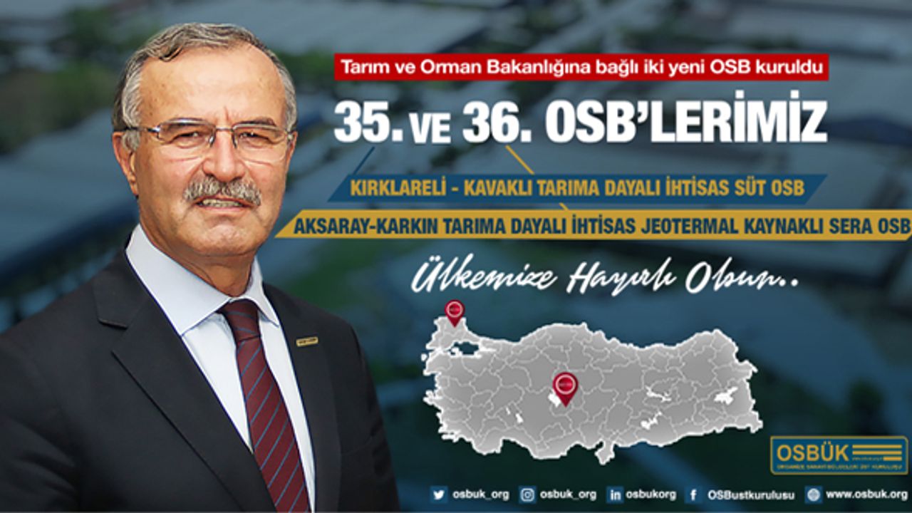 2023’ün ilk OSB’leri Kırklareli ve Aksaray’da kuruldu